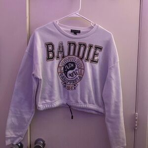 crop sweater with pullstring at the bottom